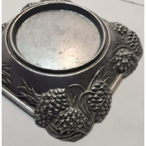 Vtg Carson Statesmetal Pewter Pine RIdge Med Piller Candle Holder 5.5" by 5.5" - Picture 8 of 13